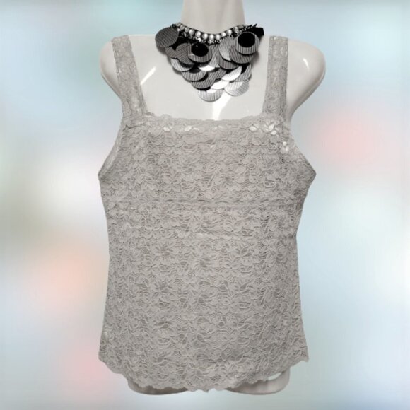 Grey Lace Tank Top Lace Camisole Wide Straps Lace Top  Size M Size XL - Picture 1 of 12